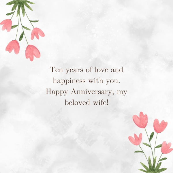 10th Wedding Anniversary Wishes For Wife