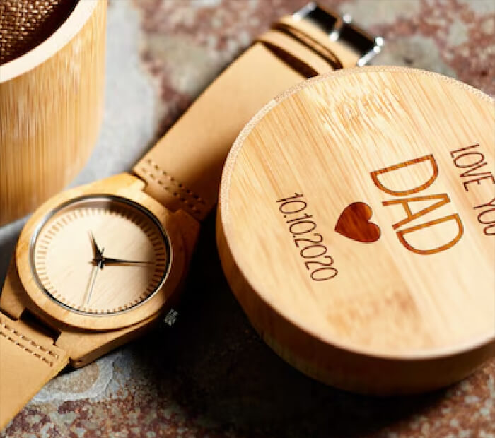 Engraved Wooden Watch Box