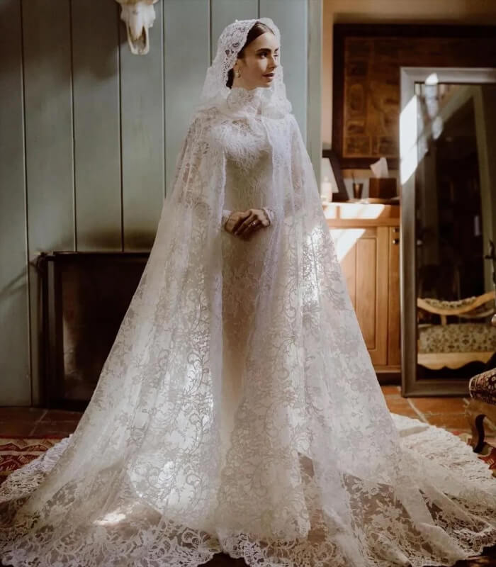 Lily Collins Fairytale Wedding Dress