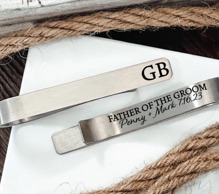 Monogrammed Father-of-the-Groom Tie Bar