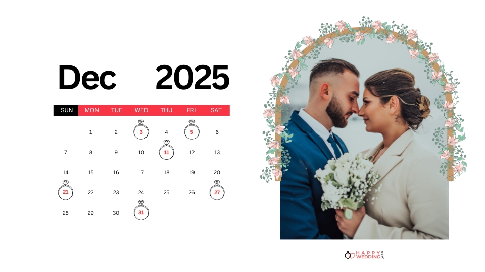 Christian Wedding Dates in December 2025