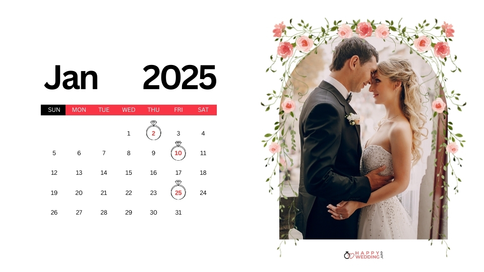 Christian Wedding Dates in january 2025