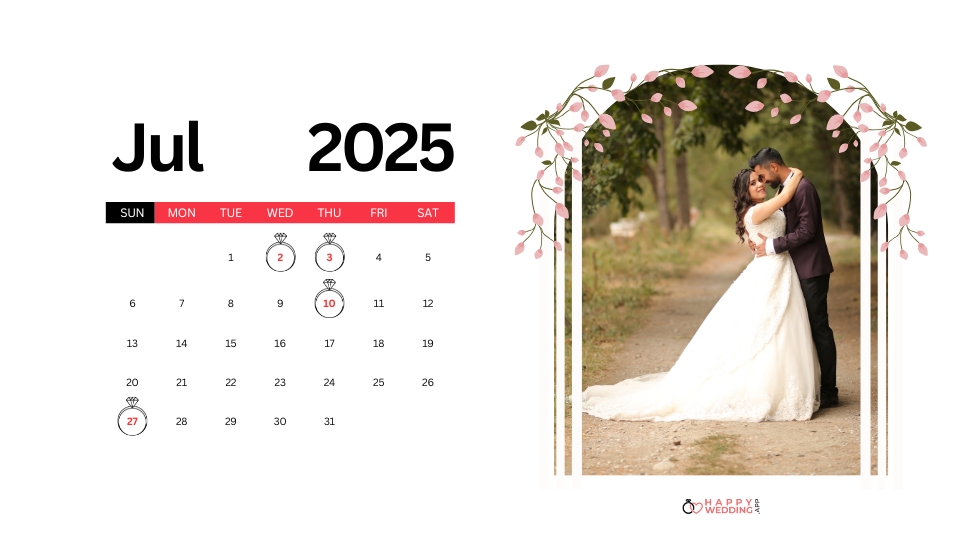 Christian Wedding Dates july 2025